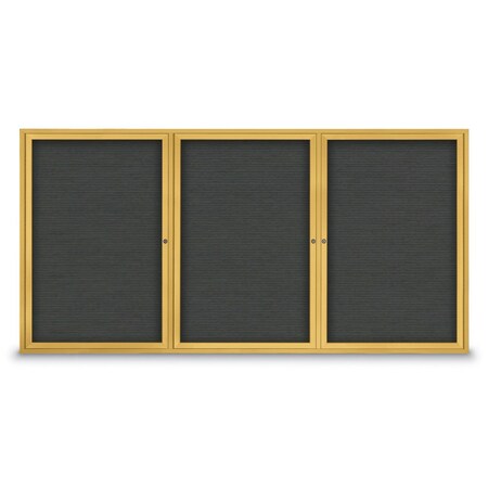 United Visual Products 18"x24" 1-Door Enclosed Outdoor Letterboard, Grey Felt/Gold Alum UV1166D-GOLD-GREY